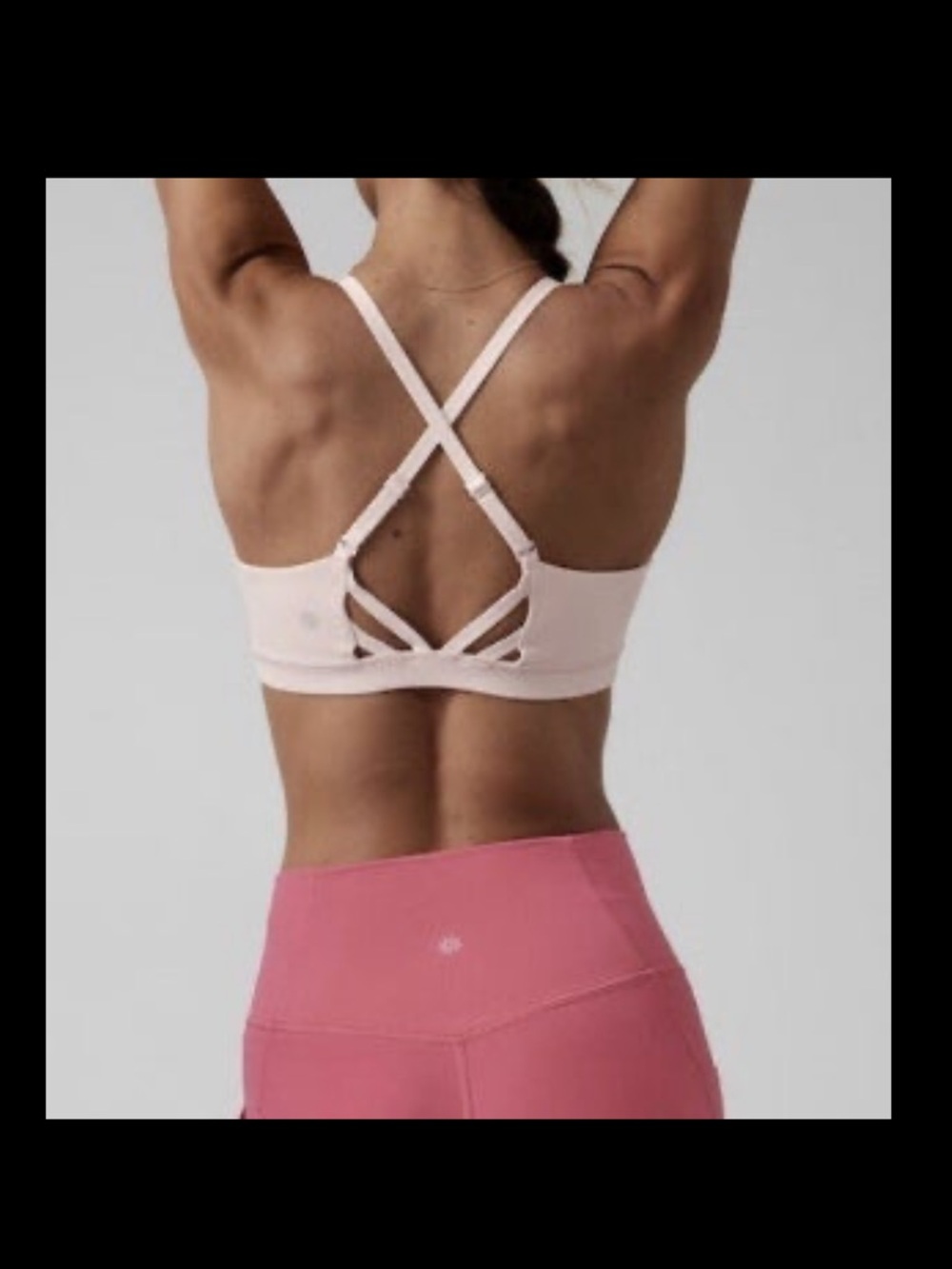 Athleta Elation Strappy Sports Bra Pink Size L Large Yoga Low Impact - Picture 2 of 11